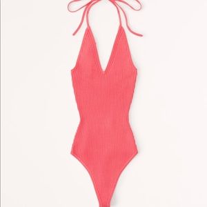 Abercrombie Elevated Knit Tie Halter Bodysuit